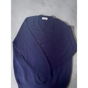 Vintage Jantzen Sweater Mens XXL Blue V Neck Pullover Made USA Knit Classic